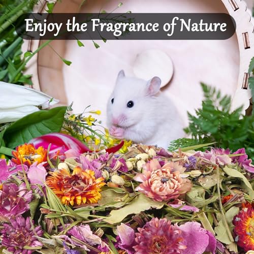 Hamster Hen Bedding, Flowers & Herbs Odor Control Dwarf Gerbil Habitat Decor Hamster Forage Gerbils Mice Lemmings Degus or Other Small-Sized Pets, 100 Grams