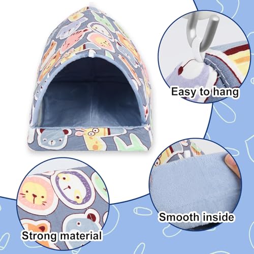 UPINS 2 Pack Guinea Pig Hideout,Guinea Pig Bed | Washable Small Animal House Cage Accessories ,for Mouse Chinchillas Hamsters Hedgehogs Ferrets Bearded Dragons and Rats - color: Grey Dark Blue, size: 6.8 x 7.4 inch