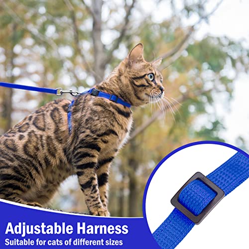 PUPTECK Adjustable Cat Harness and Leash Set Escape Proof Kitten Strap Collar for Walking Travel, Blue - color: Navy Blue, size: Small