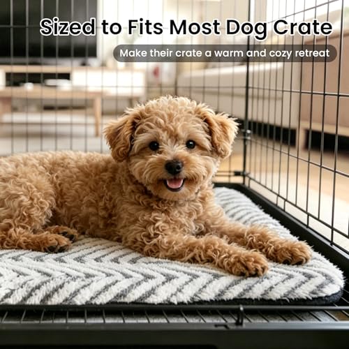 Mora Pets Dog Crate Pad Washable Cat Dog Bed for Crate Flat Pet Kennel Mat | Soft Dog Cat Bed Mat, Puppy Crate Pad for Dog Cages Cozy Sleeping Liner, Cute Pet Pillow Cushion Anti Slip Small Grey 24 x 18 - color: V: Chevron Grey, size: 24''L x 18''W x 1.5'