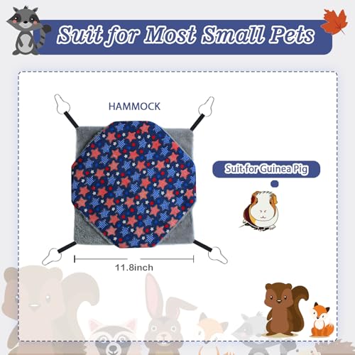 petonfun Ferret Hammock for Cage Accessories Pet Rat Toys Hanging Bed,Blue | 2 Layer Large Size, Double-Sided Design, Wide for Chinchilla Squirrel and Guinea Pig to Hide, Durable Daily-Use for Small Pet