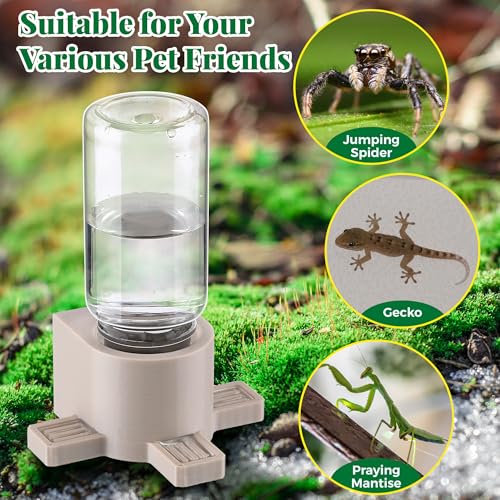 2 Pcs 10ML Jumping Spider Water Dispenser with Magnets, Wooden | Gravity-Fed Automatic Water Supply, Safe Material forTarantulas Enclosure/Habitat, Flexible Magnetic Installation
