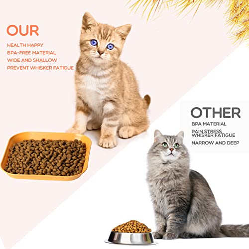 8Pcs Whisker Fatigue Free Cat Bowls, 6 inch Cat Food Bowl, Wheat Straw Cats Dishes, Pet Plate for Kittens and Short Legged Cats - color: 8 Pcs Square - 4 Color