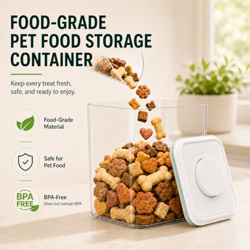 Pet Dog-Cat POP-Treat Airtight jar-Container - 1.3 Qt/1.2 L and 2.2 Qt/2 L | Stackable One-Touch Opening | For Snacks Candy Salt Herbs Spices | BPA-Free - size: 1.3Qt&2.2Qt