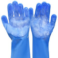 Silicone Pet Grooming Gloves Dog Washing Gloves for Bathing Massaging | 3,000 Soft Bristles, Non-slip & Extended Sleeves, Heat Resistant & Dishwasher Safe, For Cats and Dogs, Home/Car Cleaning - color: Blue