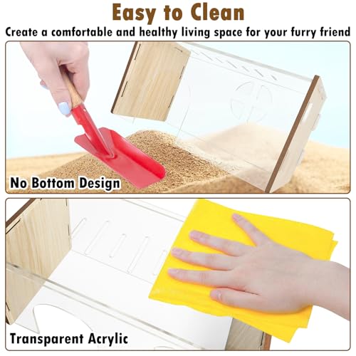 PINVNBY Acrylic Small Animal Hideout - Transparent Hamster Hide & House for Syrian, Dwarf Hamster, Guinea Pig, Gerbils, Rat, Mouse