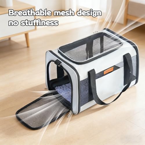 YUNIQUE Soft-Sided Cat & Dog Carrier for Pets Up to 15 Lbs, Airline Approved Collapsible Travel Puppy Carrier with Lightweight Fabric Design (lightgrey) - color: lightgrey