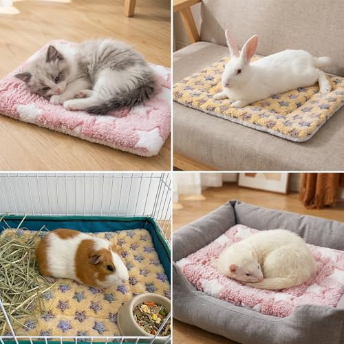 2 Pack Bunny Bed, 11.8 x 7.9 Inch Rabbit Bed Soft Warm Small Animal Beds Mat Cozy Washable Blanket Plush Rabbit Sleep Beds for Rabbits, Guinea Pig, Hamster, Chinchilla, Hedgehog