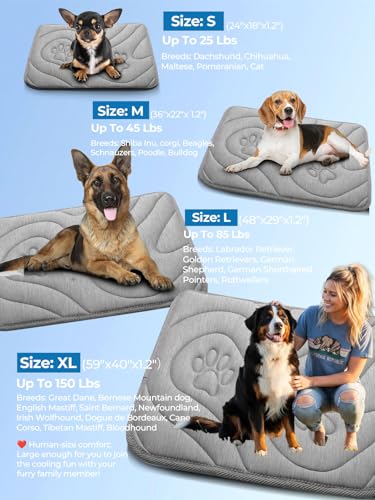 Dog Cooling Mat, Anti-Slip, Thick 3D Orthopedic Summer Pad for Dogs & Cats, Q-MAX > 0.5, Non-Toxic, Machine Washable, Chew-Resistant, Portable for Crate, Bed, Sofa, Car (Cool Grey, Medium) - size: Medium