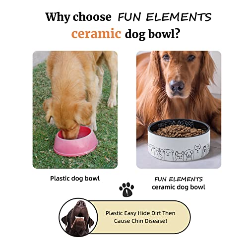 Ceramic Dog Bowls - Non-Slip, 16 Fl Oz Black Bowls with Adorable Dog Patterns (Small) - color: Black Patterned, size: Small-5.5 inch
