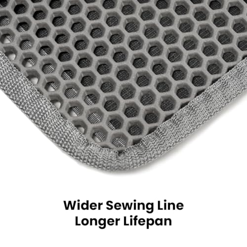 Cat Litter Mat, Upgrade Super Waterproof Back Layer Litter Box Mat, Non Slip, Durable, Soft on Paws Kitty Trapping Matt (24"x18", Gray) - color: Gray