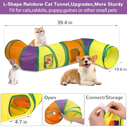 Retro Shaw 33PCS Interactive Cat Toys, Cat Play Tunnels for Indoor Cats | Collapsible, Relieves Boredom & Anxiety, Kitten Feather Wand Springs Crinkle Balls Bell Plush Mice Chew Kicker - color: Large cat tunnel toy set