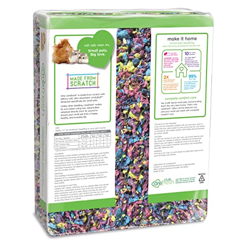 Carefresh Confetti Small Pet Bedding, 99% Dust-Free Natural Paper with Superior 10 Day Odor Control & Absorption for Guinea Pigs, Hamsters, 50L, (Pack May Vary) (L0410) | 2X more absorbent, 99% dust free, odor control, Biodegradable and compostable, For h