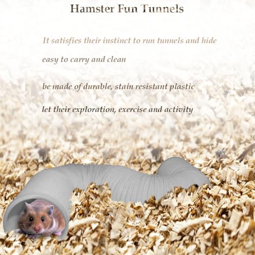 PINVNBY Plastic Hamster Cage Tunnels with Chew Toy,2 PCS Small Animal Folding Tube Guinea Pigs Training Hideout Tunnel 19 PCS Ferrets Cage Accessories for Mouse Gerbils Rats Mice(Gray) - color: 【Grey】