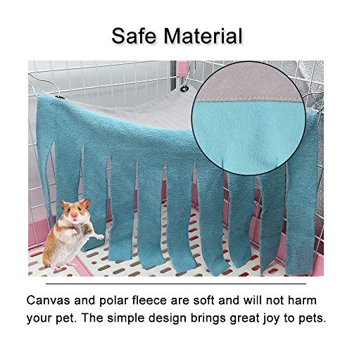 WishLotus Hamster Hideout, Small Animal Hideaway Tent Fleece Forest Pet Cage Accessories Nest Bedding for Chinchilla Guinea Pig Hedgehog Rat Squirrel Ferret Dwarf Bunny (Blue+Grey)