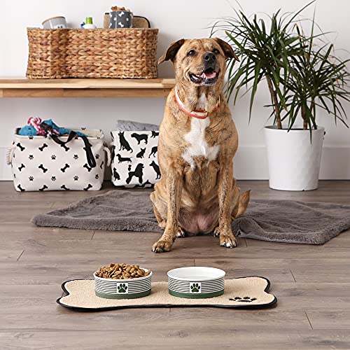 Bone Dry Paw & Patch Ceramic Pet Collection, Medium Set, 6x2, Hunter Green, 2 Piece (5742) - color: Hunter Green, size: Medium Bowl Set, 6x2"