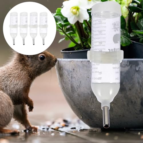 Totority 4 Pack Leakproof Hamster Water Feeder with Roller Ball Nozzle Small Pet Drinking Water Bottle for Cage Easy-Clean Buckle Attachment 7.08 X 1.57 X 1.57 in