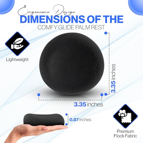 Comfy Glide Palm/Wrist Rest - Smooth Gliding Left and Right-Hand Ergonomic Memory Foam Wrist Support for Mouse or Keyboard - Anti-Fatigue - Stress and Pain Relief for Carpal Tunnel - Jet Black