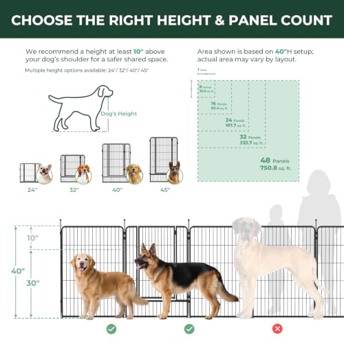 FXW Instant Dog Playpen, RV Camping, Outdoor & Yard, 40" H, 16 Panels | Portable, Easy setup, Heavy-duty, DIY layouts, For Medium & Large Dogs, Patented - size: 40"H