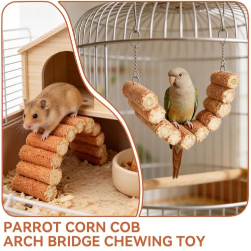 Parrot Hamster Rabbits Toys, Hamster Parrot Corn Cob Chew Toy Arch Bridge Shape Bite for Guinea Pigs Chinchillas Rabbits Playing