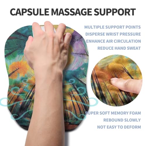 Ergonomic Raised Mouse Pad Wrist Support with Bilateral Slope Memory Foam Mousepad for Wrist Rest and Carpal Tunnel Pain Relief 11.8x7.9〃Fantasy Forest Realm - color: Fantasy Forest Realm