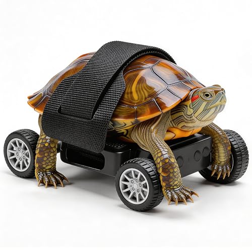 Turtle Skateboard Small Reptile Exercise Toy S | Stable 4 Wheel Training Cart for Tortoise Bearded Dragon, Safe Hook Loop Strap Fixing, Durable Green Fitness Toy - size: S