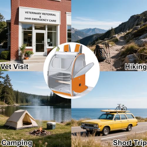 Sanmoncare Bird Backpack Carrier, Water Repellent Fabric Cockatiel Travel Bag with Stand, Lightweight and Portable Travel Cage for Parrot, Bird Travel Carrier,Orange - color: Orange