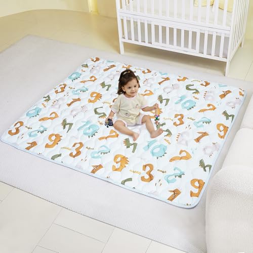 Viviland Baby Mats for Floor, 71x59 Inch Playpen Mat, Thicker & Large Soft Playmat for Baby and Toddlers Infants, Non-Slip & Machine Washable, Blue Numbers - color: Blue Numbers, size: 71" X 59"