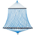 GAFETE Single Rope Hammocks for Outside, Traditional Hand Woven Cotton Hammock with Hardwood Spreader Bar, Max 450 lbs Capacity (Lake Aqua, Small) - color: Lake Aqua, size: Small