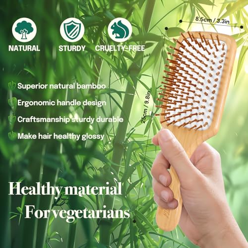 Sofmild Hair Brush Set with Bamboo Detangling Brush and Boar Bristle Brush | 2 Pack HairBrush Set for Women Men Kids, Bamboo Detangler Brush for Thick Hair and Boar Bristle Hair Brush for Fine Thin Hair - color: Black White