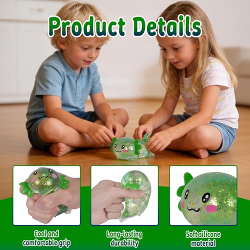 Axolotl Squishy Toy, Soft Slow Rising Sensory Fidget Toy, Cute Stretchy Axolotl Squeeze Toy, Stress Relief Desk Toy Gift for Kids 3+ and Adults(Green) - color: Green