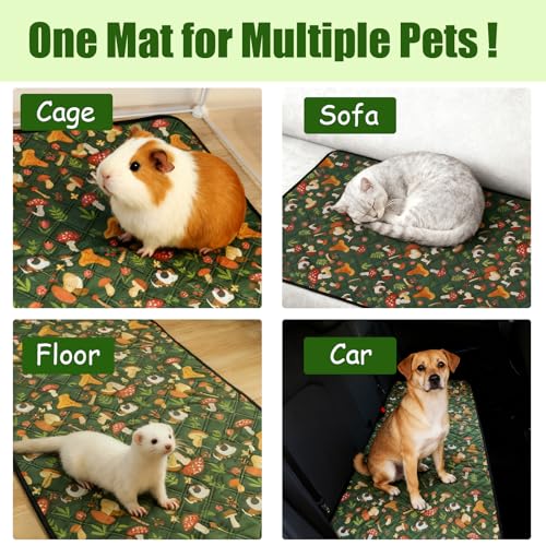 2 Pcs Guinea Pig Cage Liners 47 x 24 Washable Cage Pads Rabbit Bedding Reusable Absorbent Pee Pads for Small Animals Bunny Ferret Chinchilla Hamster (Green, 47×24'') - size: 2 Pcs 47×24''