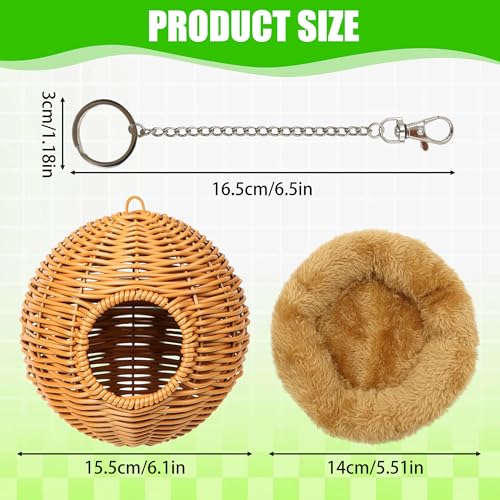 Bird Nest for Cage Hanging Small Bird Bed with Mat, Parakeet Nest | Washable Bird Hammock Hamster Toys Warm Bed House Cage Accessories for Parrot Budgie Finch Canary