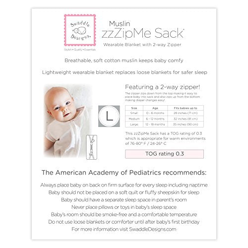 SwaddleDesigns Muslin zzZipMe Sleeping Sack, for Baby Boy and Girl, Wearable Blanket with 2-Way Zipper - color: Sterling Lambs, size: Medium (6-12 Month)