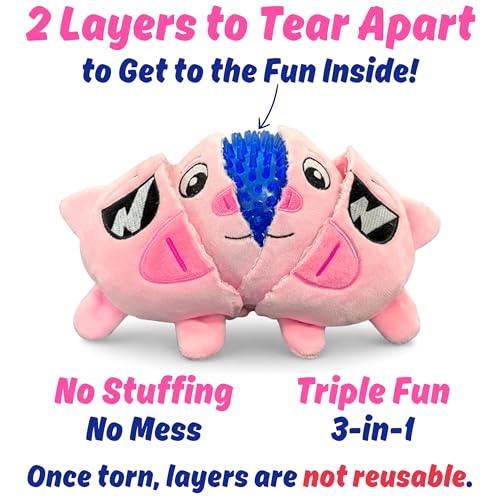 Dog Toy for Aggressive Chewers, Tough Squeaky Chew Ball, Large Breeds Gift | Super Strong, Durable Soft Plush Pig, No Stuffing Inside; Interactive for Puppies, Medium & Big Pets in a Birthday Gift Box - color: Pink