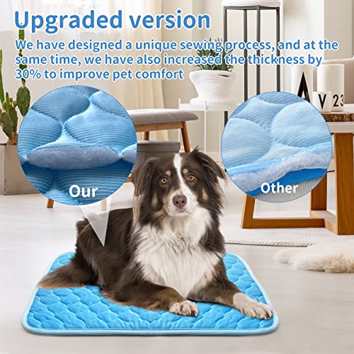 Dog Cooling Mat Non-Toxic Self Cooling Pad for Dogs Cats in Hot Summer Cool Pad Washable & Easy Clean - color: BLUE, size: Medium 27x20in