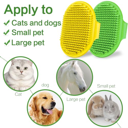 Dog Bath Brush, 2Pack Pet Grooming Brush Shedding Comb Shampoo Brush - color: Green+yellow