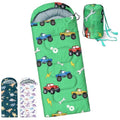 Kids Sleeping Bags - Camping Sleeping Bags with Carry Bag - Compact Sleeping Bag for Hiking, Backpacking 3 Season Warm & Cool Weather, Lightweight Waterproof Outdoor Travel for Boys Girls - color: Green Truck