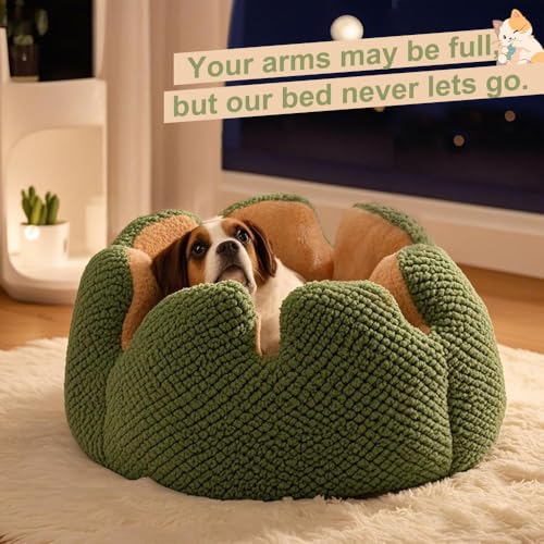 CWV Cute Cat Beds Kitten Beds, Soft Small Dog Beds, Washable Pet Beds for Puppy and Kitty, Cactus Shape, 23 Inch - color: Green