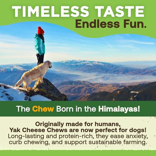 EcoKind Yak Cheese Himalayan Dog Chews, Yak Chews for Large Dogs, 4-5 Bones | 1 Lb, Long Lasting for Aggressive Chewers, Only 3 Ingredient Natural High Protein Dental Dog Treats, No Additives or Lactose