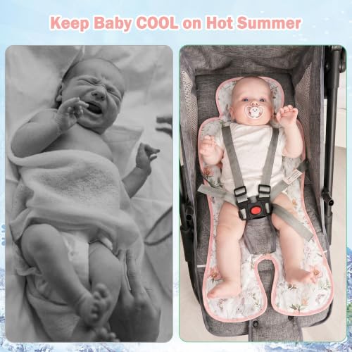 Gel Car Seat Cooler Pad,1pack Double Sides-Universal Baby Stroller Ice Cushion Cooler Mat,Summer Cooling Seat Liner,Multifunctional Suitable for Baby Dining Chair,Child Safety Seat (Rabbit+Flower) - color: Rabbit+Flower