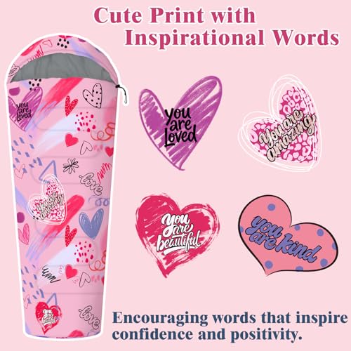 Kids Sleeping Bag for Girls, Portable 3 Season Sleeping Bag | Sleeping bag for girls youth, ideal for sleepovers, travel and camping. Includes a carry bag and is machine washable.