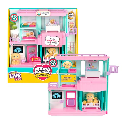 Little Live Pets Mama Surprise Families Pet Vet Playset, Baby Care Clinic Animal Hospital Play Set, 3 Puppies, Accessories, Vet Toys for Kids 5+ | Baby care clinic animal hospital play set, 3 puppies, accessories, vet toy, toys for girls and boys, screen-