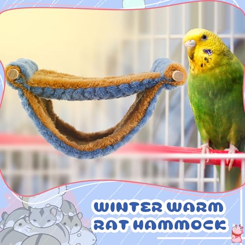 2 Pcs Winter Warm Rat Hammock Double Layer Pet Ferret Hammock Hanging Soft Plush Guinea Pig Bunk Bed for Cage Sleep Chinchilla Squirrel Hamster Mice Birds Small Animals Hideaway Hideout