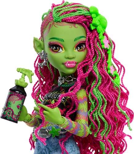 Monster High Venus McFlytrap Doll with Plant Monster Pet Cat Chewlian and Accessories Like Backpack, Notebook, Snacks and More - style: Venus Mcflytrap