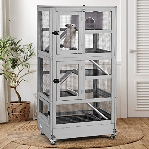 Aivituvin Ferret Cage Large Chinchilla Cage Upgrade Metal Frame Rat Cage, 5 Levels - size: 27.6"L x 20.0"W x 55.2"H