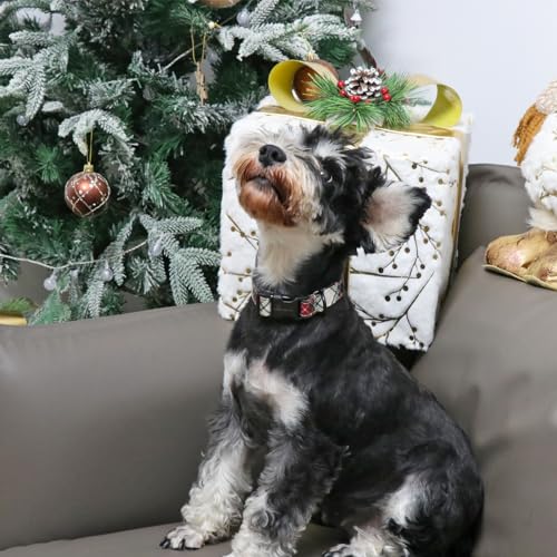 ARING PET Christmas Dog Collar, Cute Red Green Plaid Cotton Lightweight Pet Puppy Collars for Small Medium Large Dogs-XS - color: Christmas-Plaid, size: X-Small