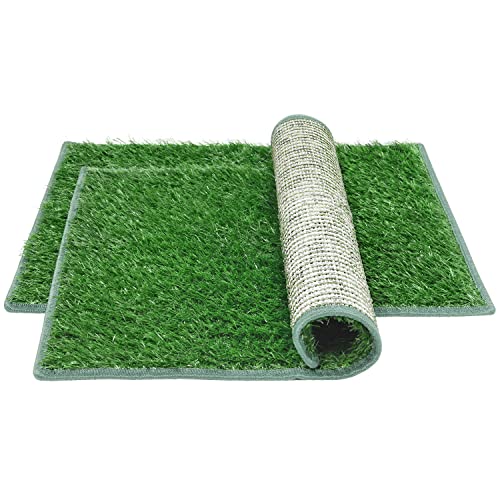 Artificial Dog Grass Pad 2 Pack，20"x 25" Replacement Fake Grass Turf Mat | Easy to Clean, with Drainage, Reusable, Realistic, Fake Grass Mat, for Apartment, Balcony, Outddor Use - size: 20"x25" Hemmed Edge