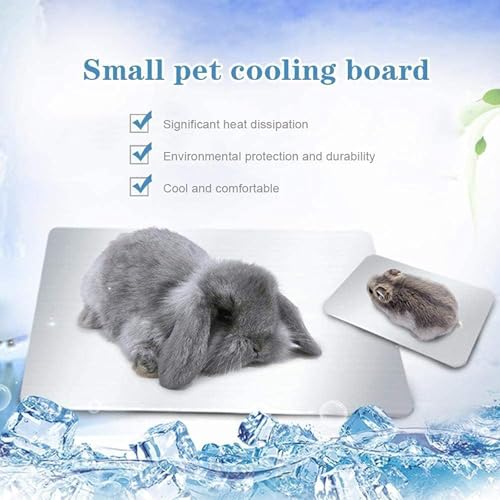 KABASI Rabbit Cooling Pad, Hamster Cool Plate Ice Bed, Pet Cool Mat, 12x8IN | for Bunny Puppy Kitten Guinea Pig Cat & Other Small Pets Stay Cool, Bite Resistance Aluminium Alloy Cool Pads