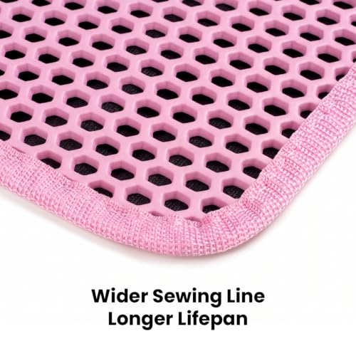 Cat Litter Mat, Upgrade Super Waterproof Back Layer Litter Box Mat, Non Slip, Durable, Soft on Paws Kitty Trapping Matt (24"x18", Pink) - color: Pink